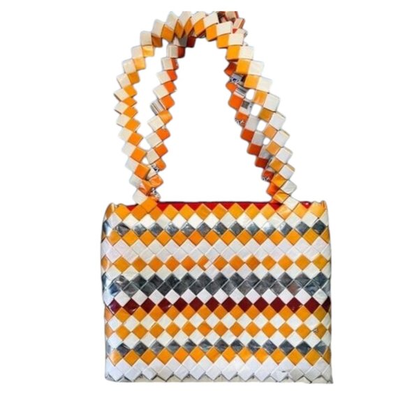 Handcrafted Upcycled Woven Gum Wrappers Shoulder Bag - Picture 2 of 4